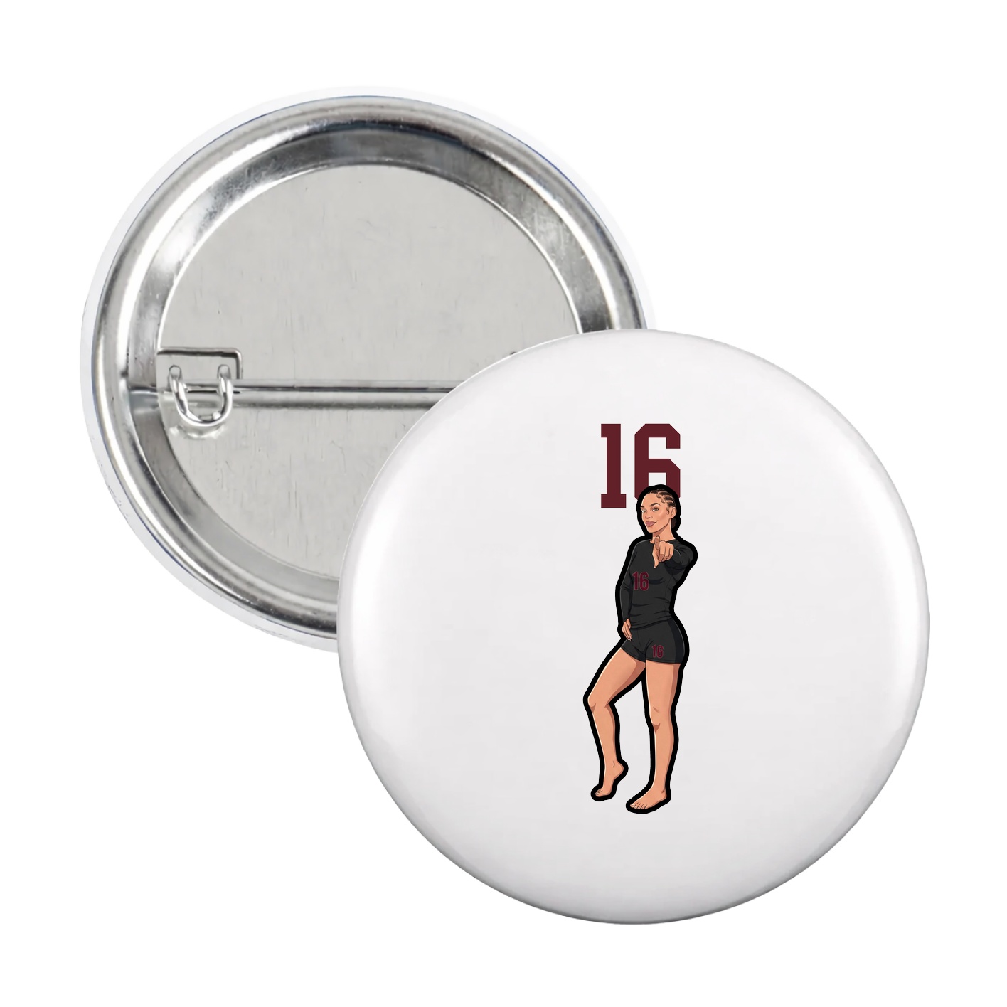 Game Day Button — Number Top in White