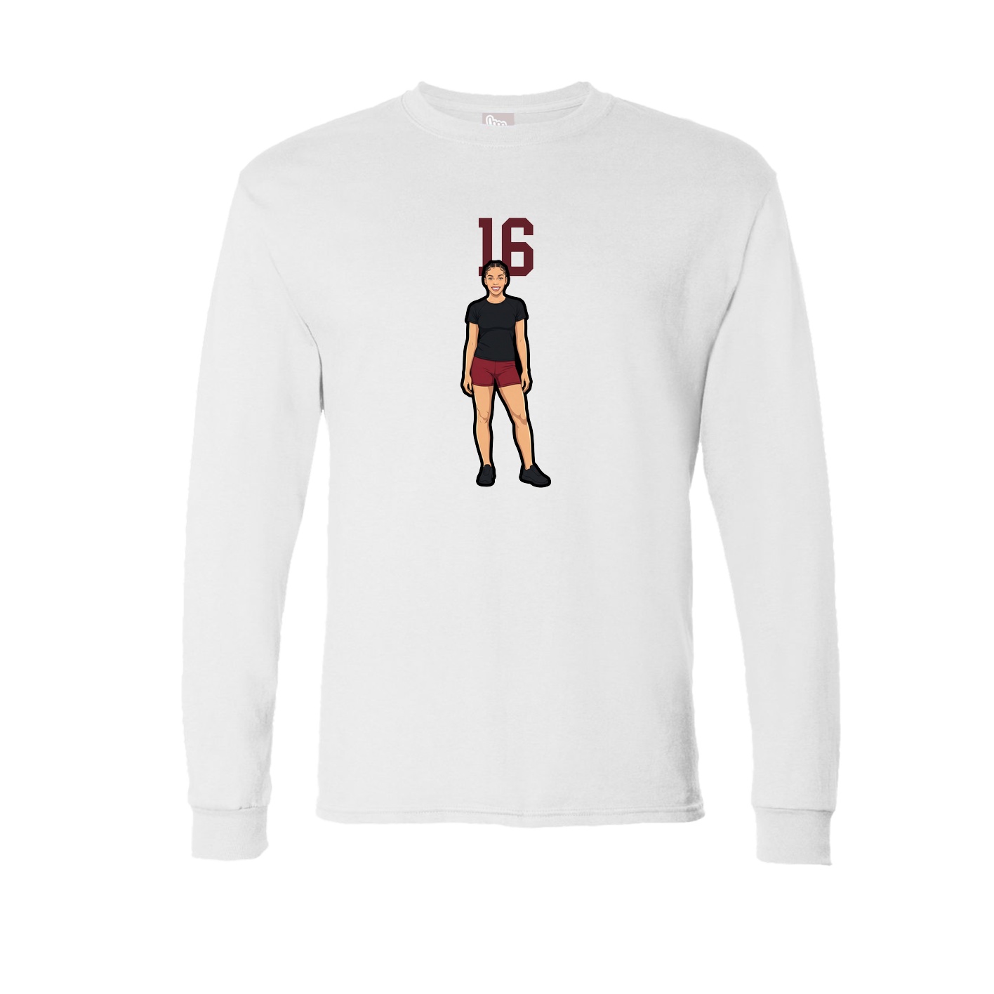 Long Sleeve Tee — Number Top in White