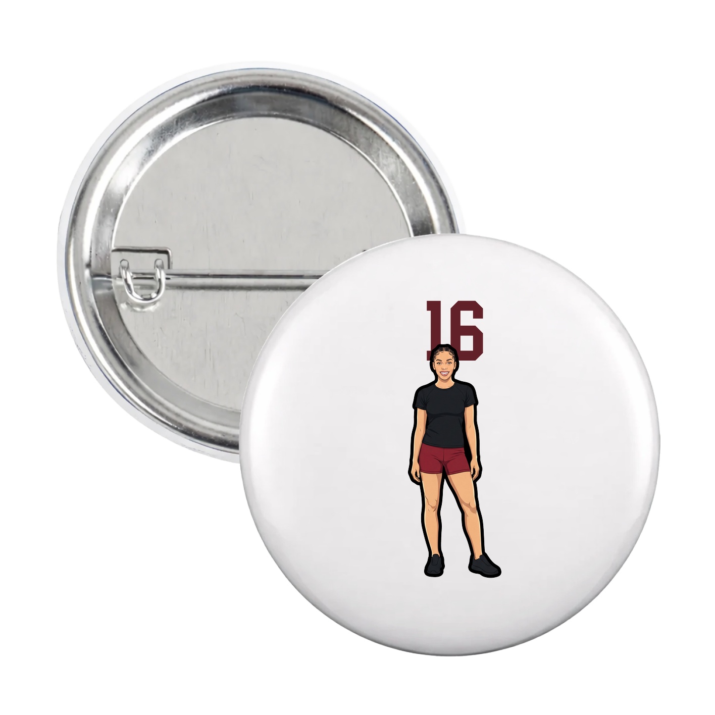 Game Day Button — Number Top in White