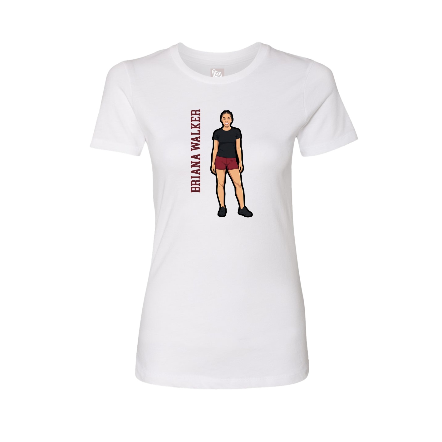 Womens Tee — Name Vertical in White
