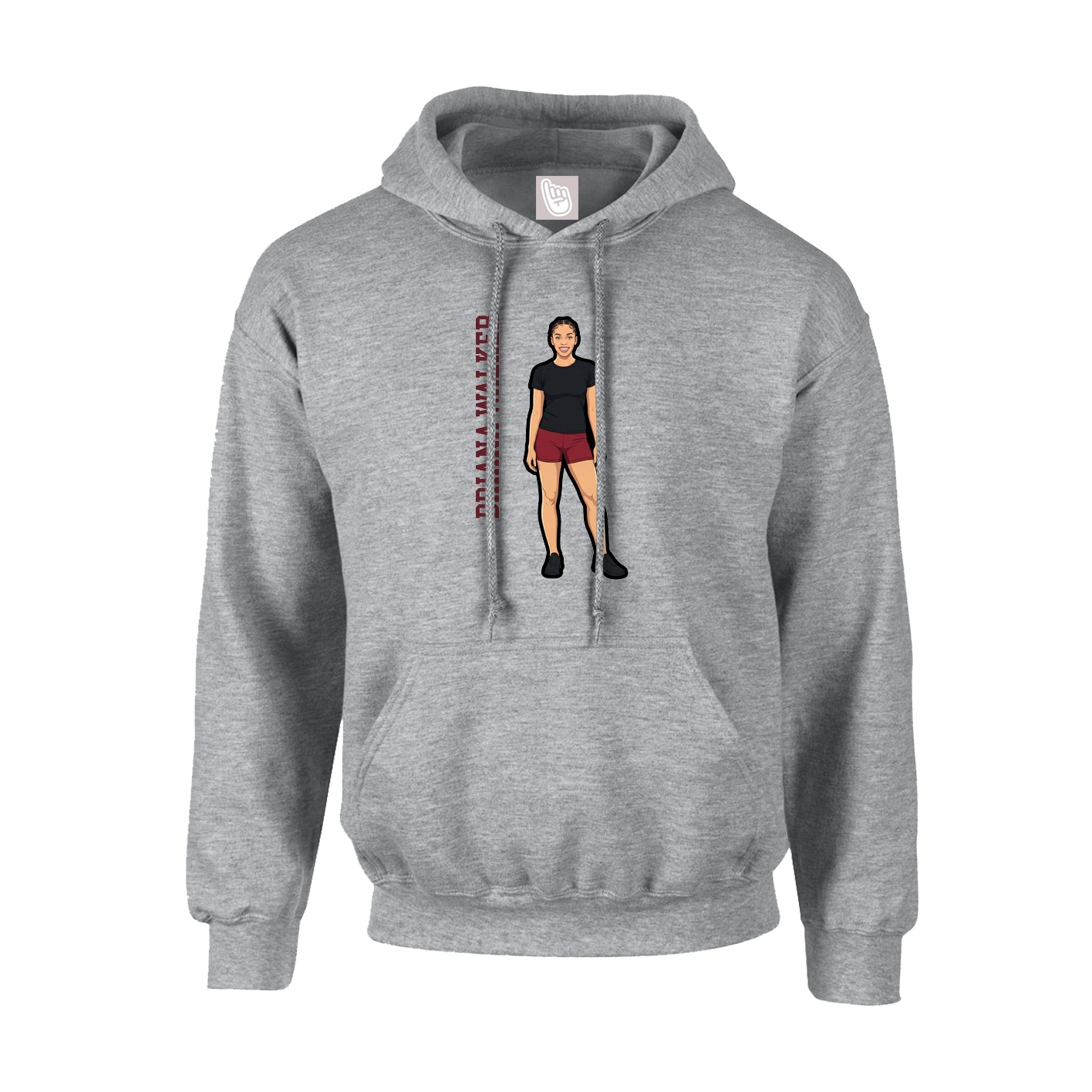 Youth Hoodie — Name Vertical in Grey