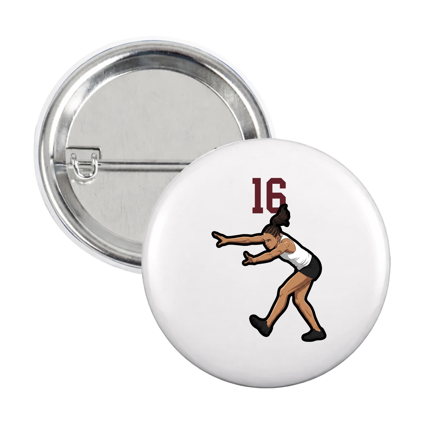 Game Day Button — Number Top in White