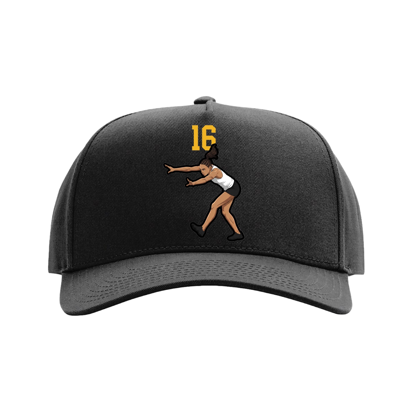 Full Fabric Five-Panel Champ Cap — Number Top in Black