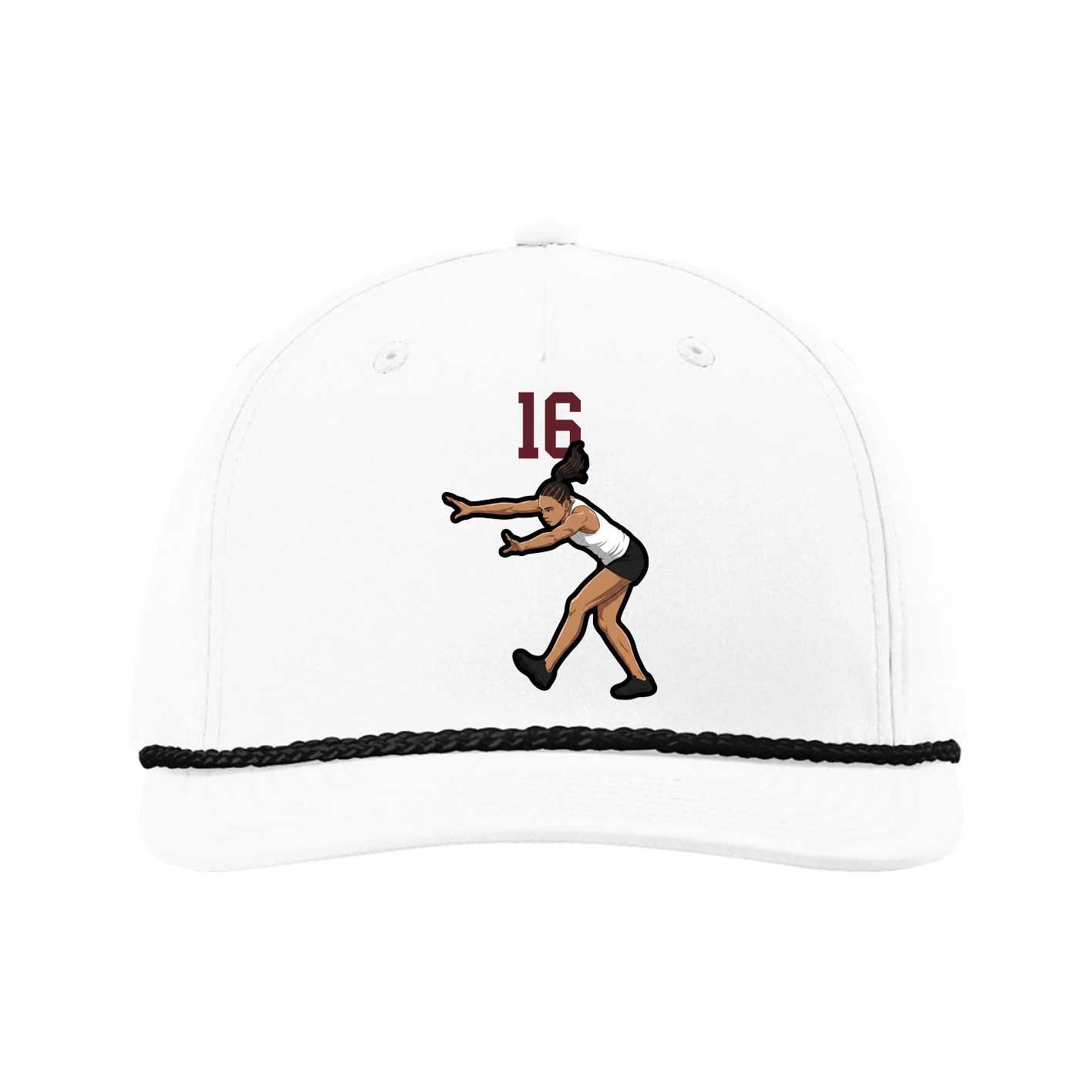 Five-Panel Classic Rope Cap — Number Top in White