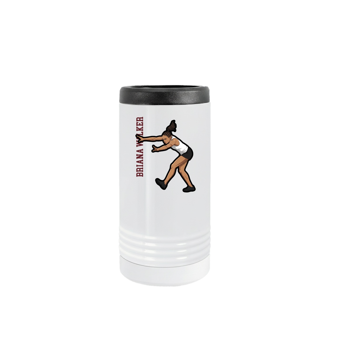 Slim Beverage Holder — Name Vertical in White