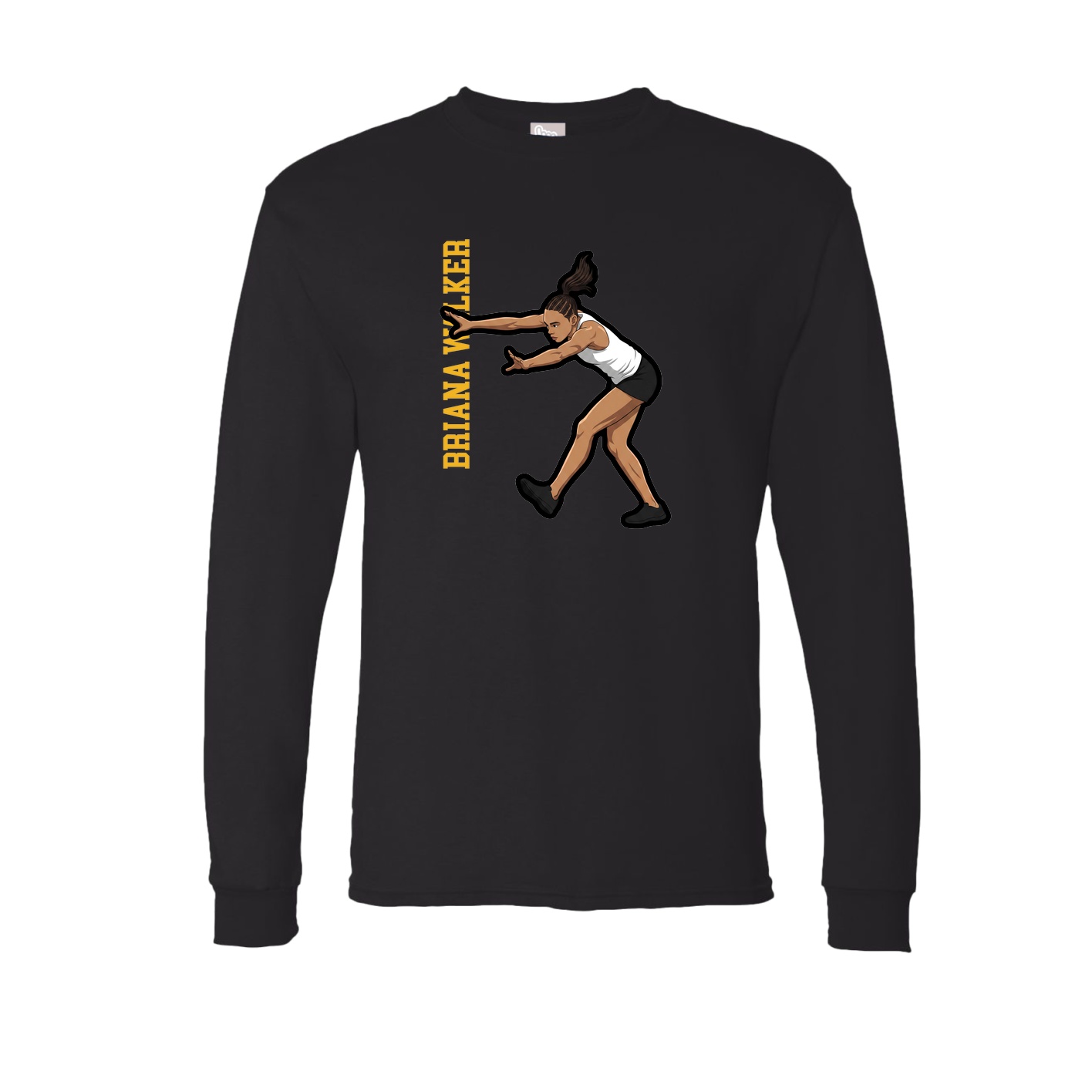 Long Sleeve Tee — Name Vertical in Black