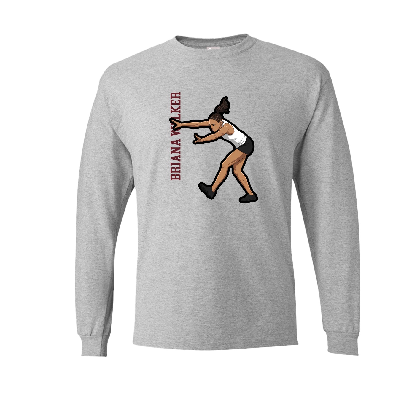 Long Sleeve Tee — Name Vertical in Grey