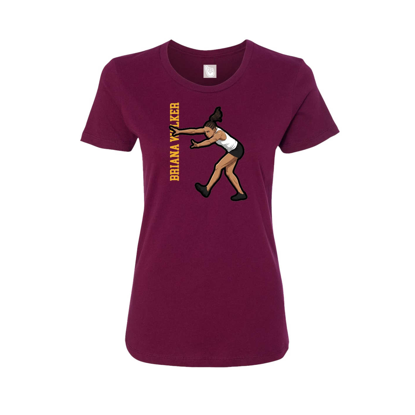 Womens Tee — Name Vertical in Maroon
