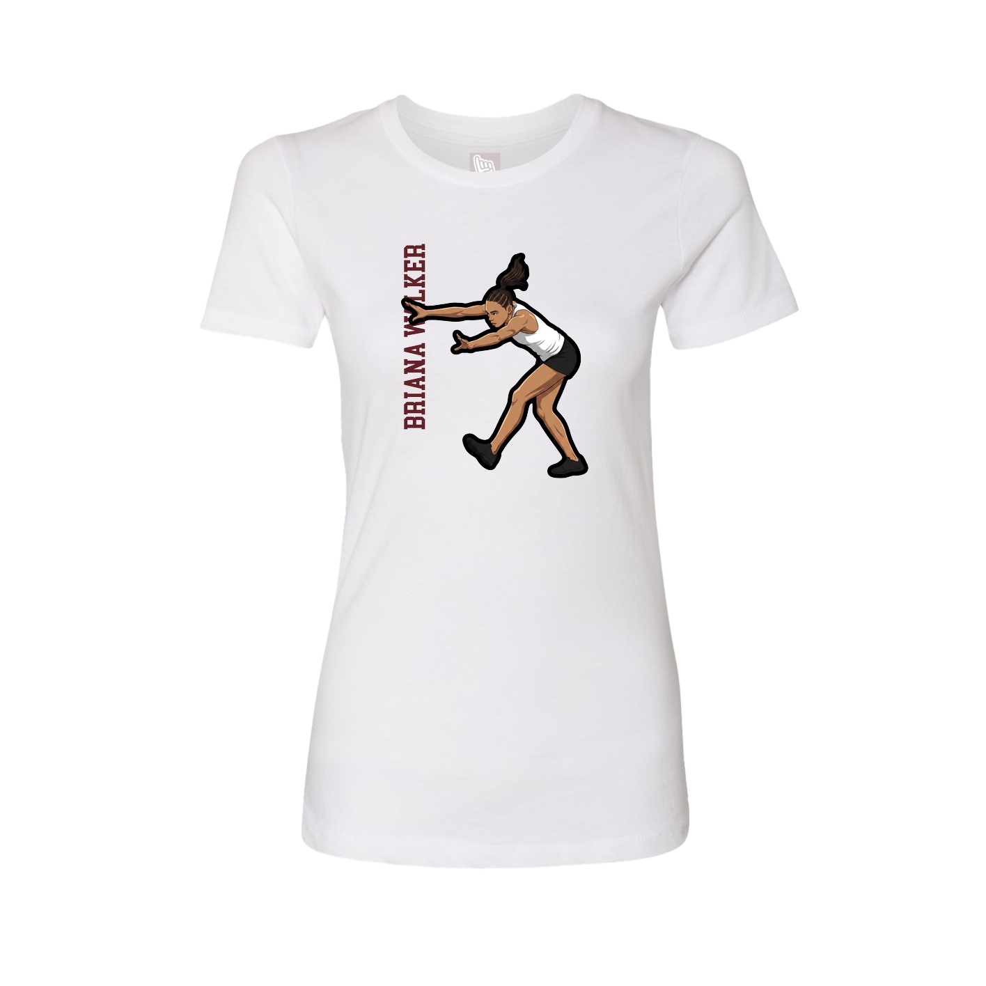 Fitted Women's Tee — Name Vertical in White