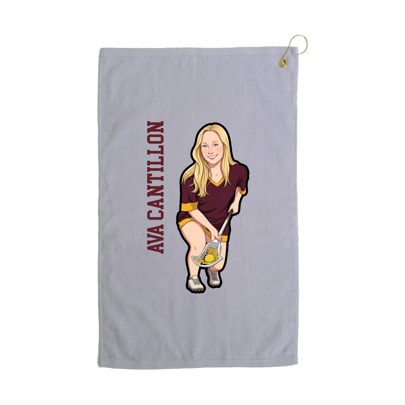 Golf Towel — Name Vertical in Grey