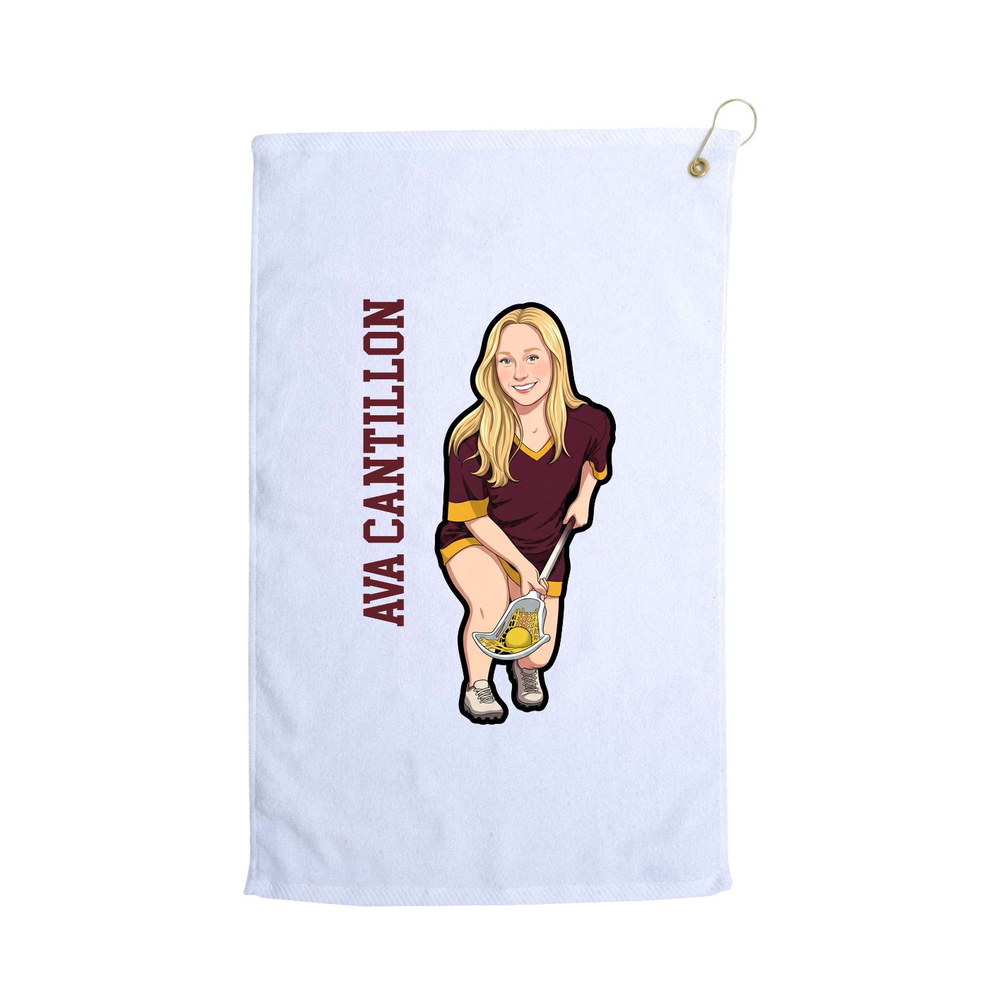 Golf Towel — Name Vertical in White