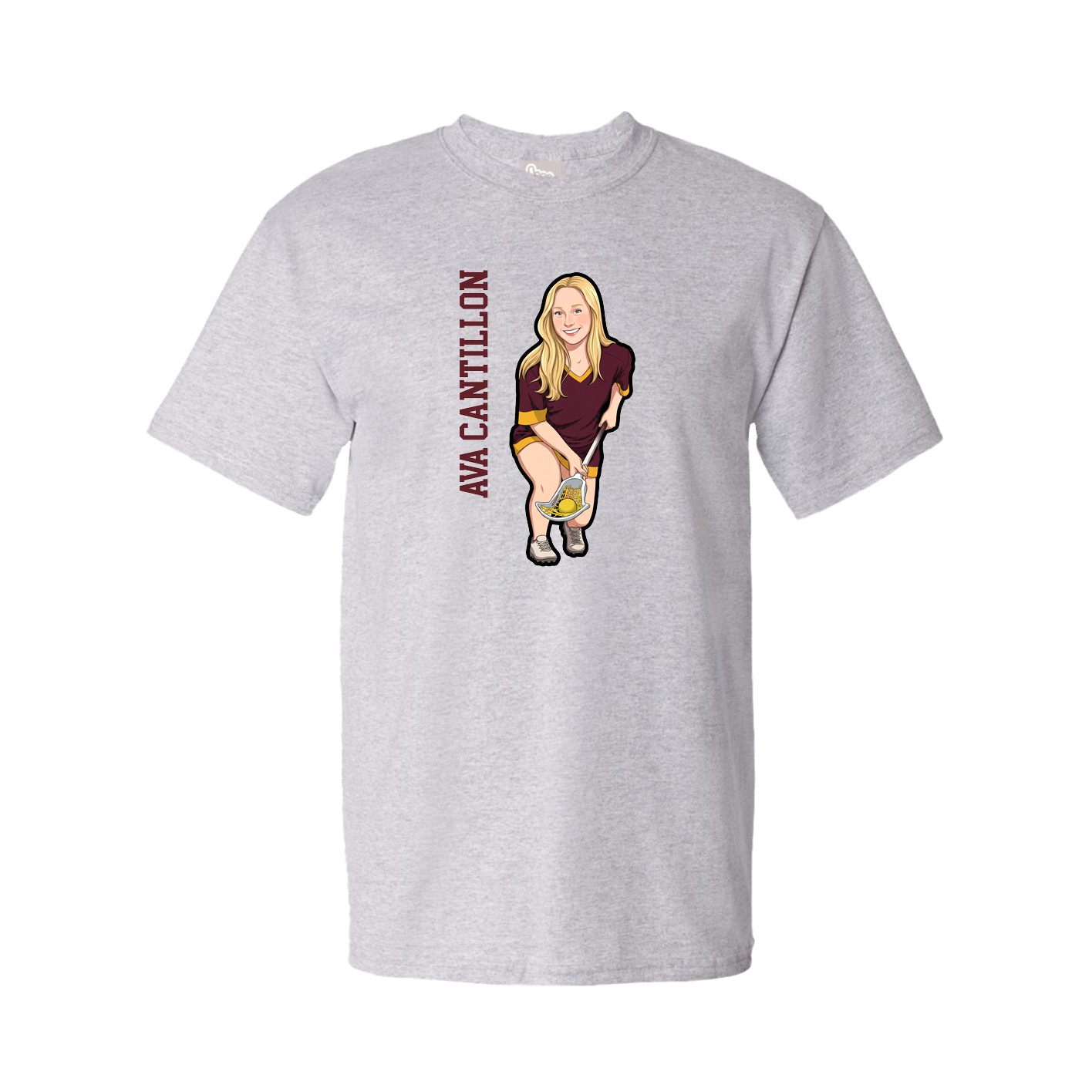 Youth Tee — Name Vertical in Grey