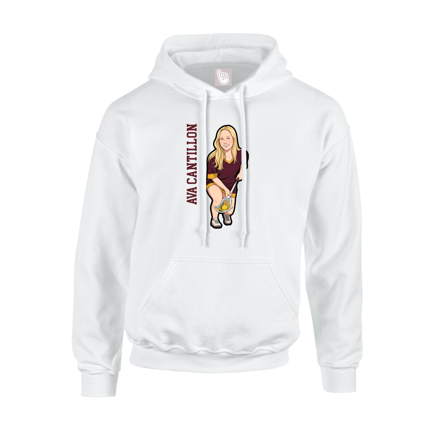 Youth Hoodie — Name Vertical in White