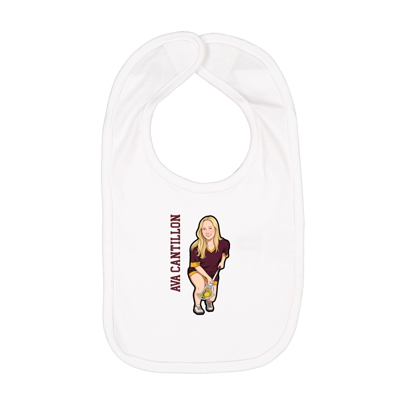 Infant Bib — Name Vertical in White