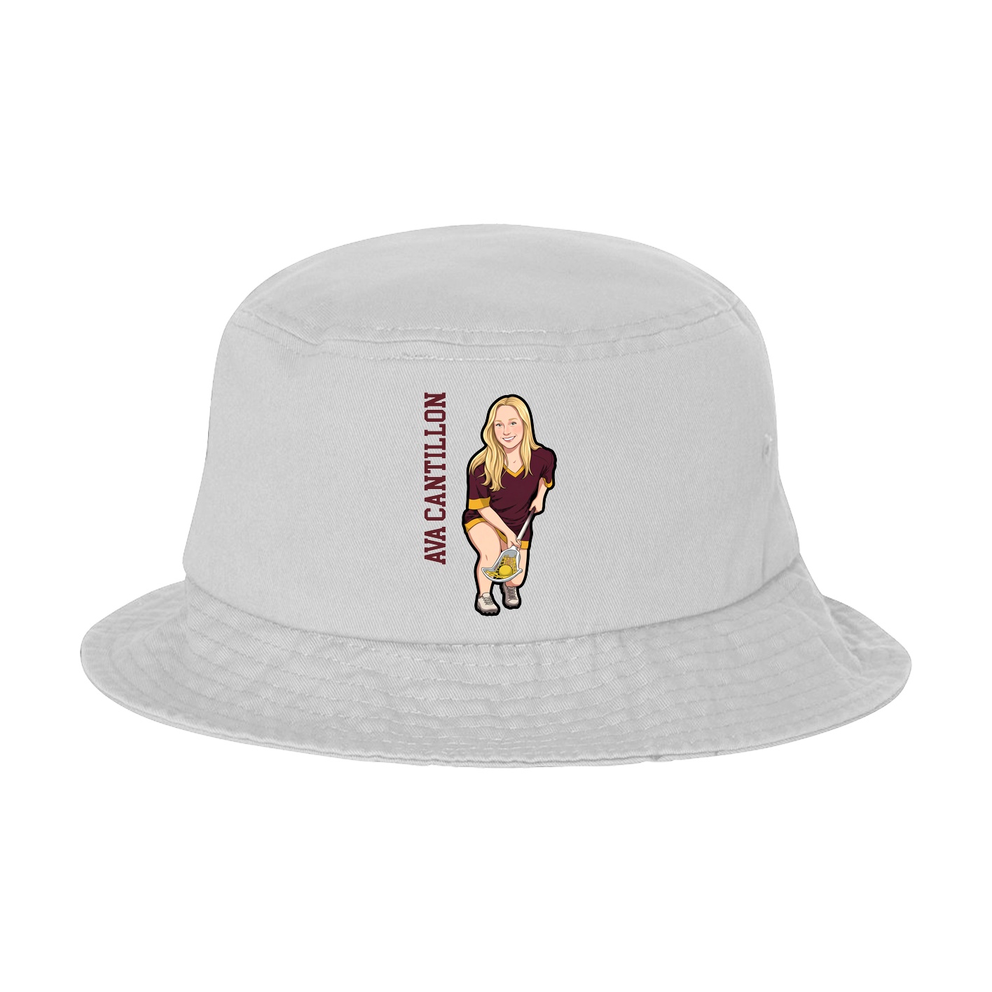 Bucket Cap — Name Vertical in White