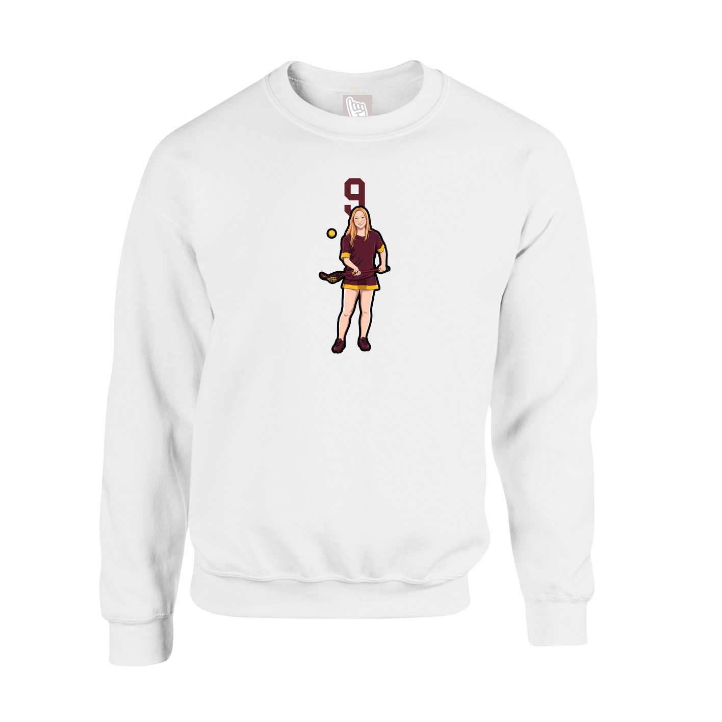 Fleece Crew — Number Top in White
