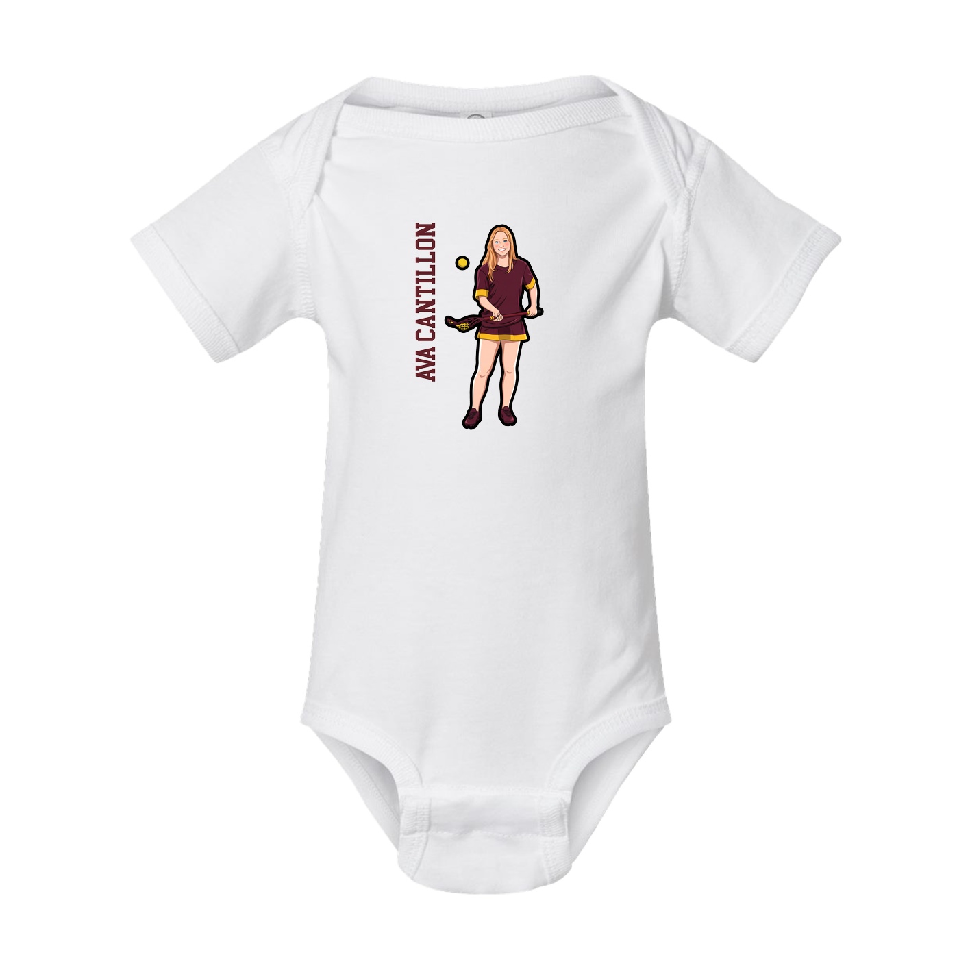 Baby Onesie — Name Vertical in White