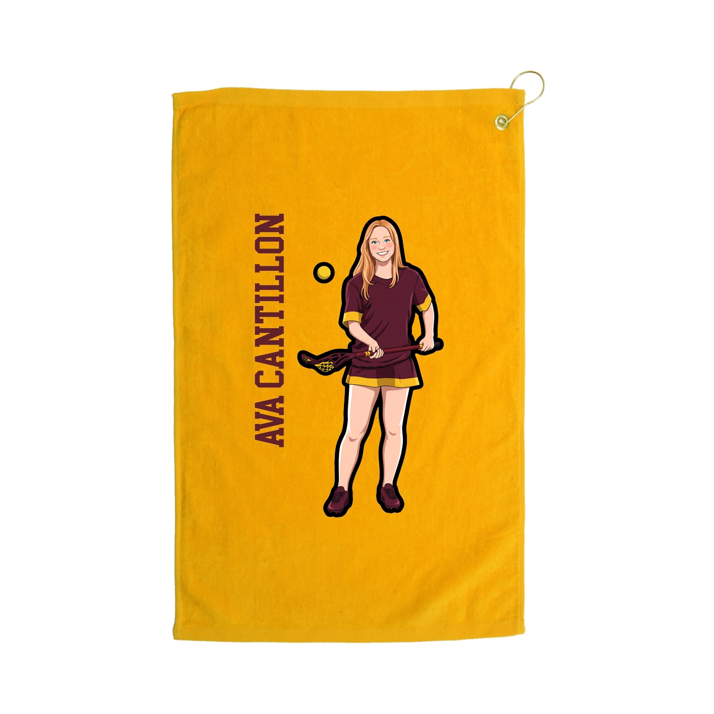Golf Towel — Name Vertical in Gold