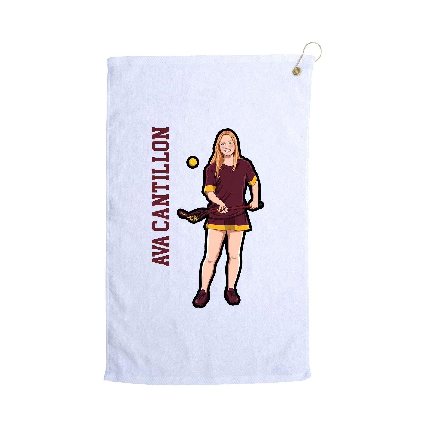 Golf Towel — Name Vertical in White