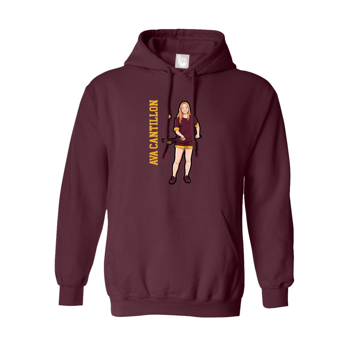 Youth Hoodie — Name Vertical in Maroon