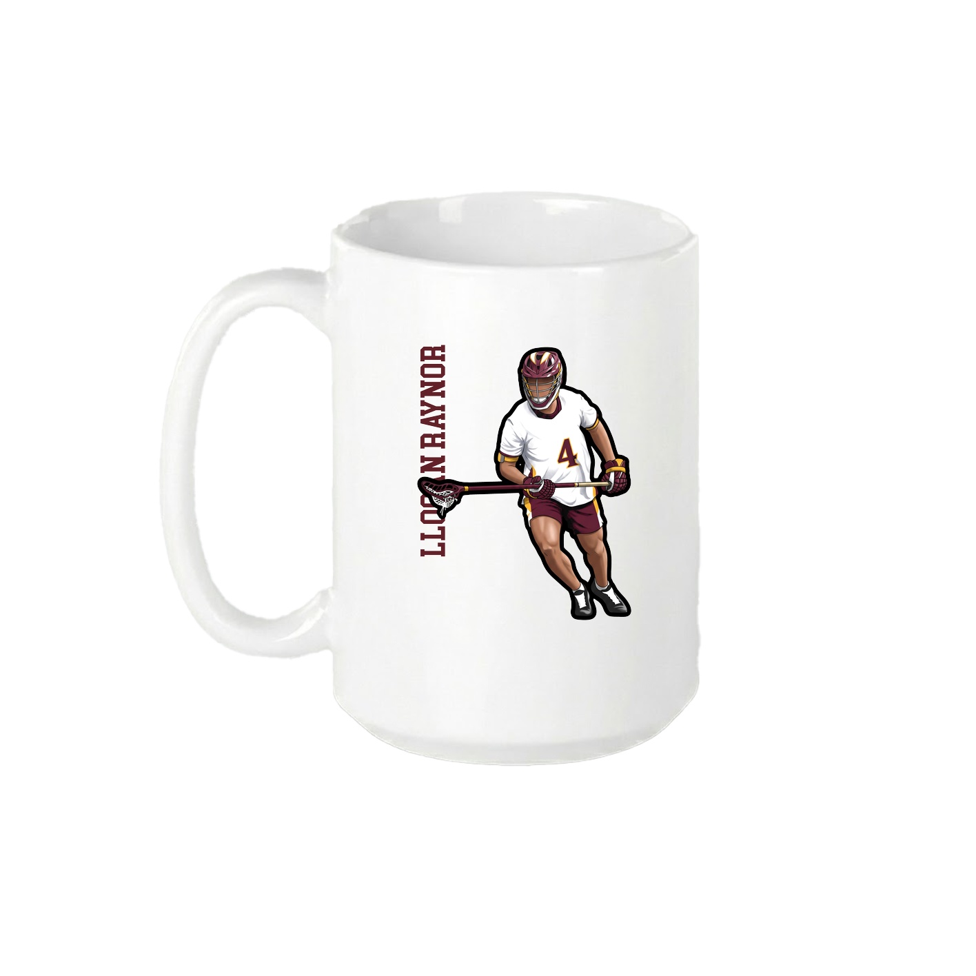 15oz Coffee Mug — Name Vertical in White