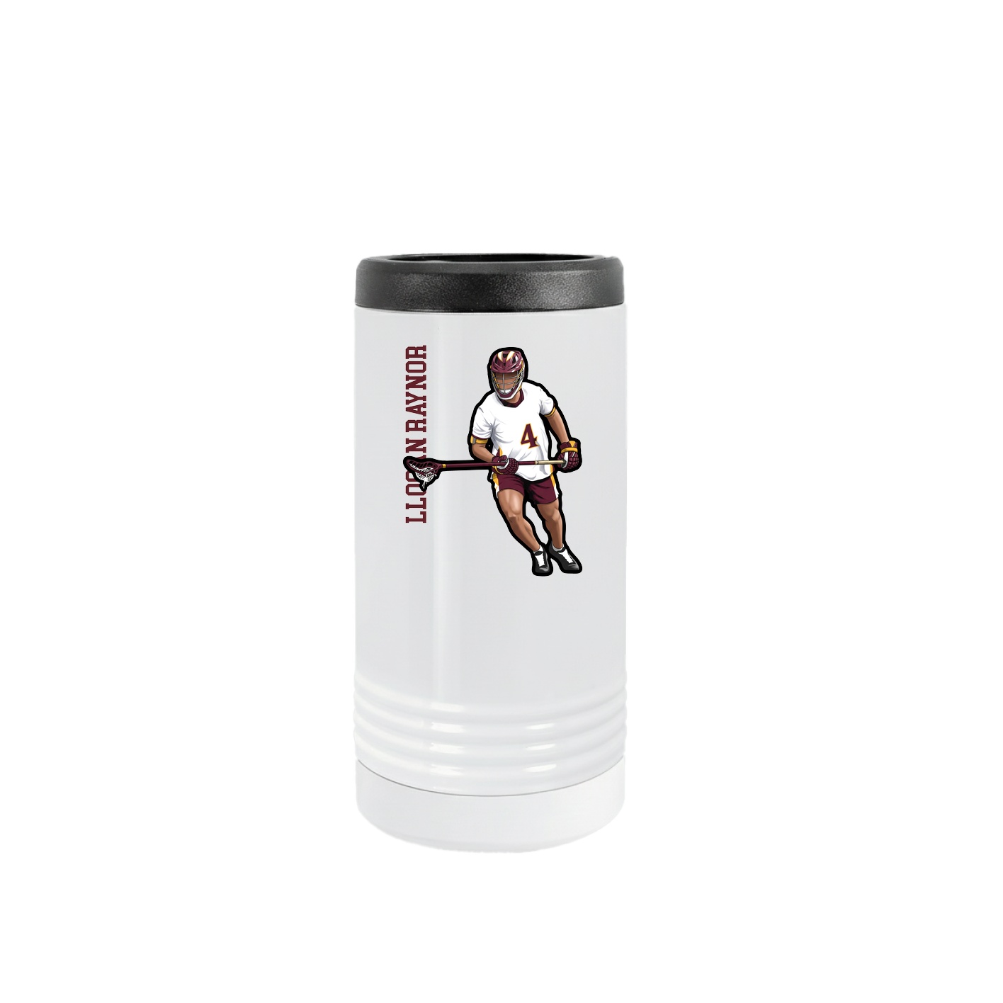 Slim Beverage Holder — Name Vertical in White