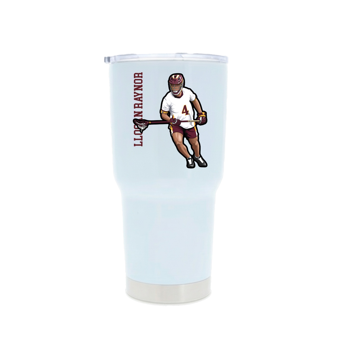 30oz Stainless Steel Tumbler — Name Vertical in White