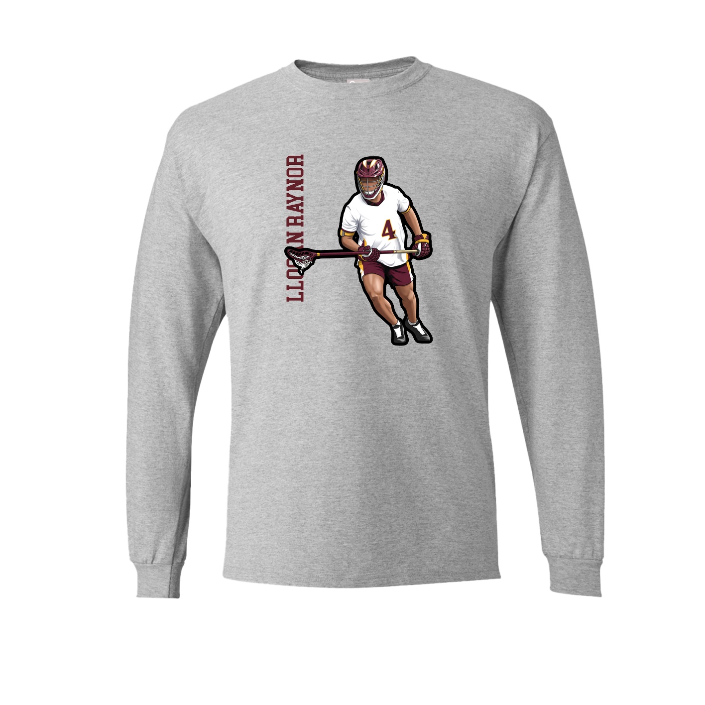 Long Sleeve Tee — Name Vertical in Grey