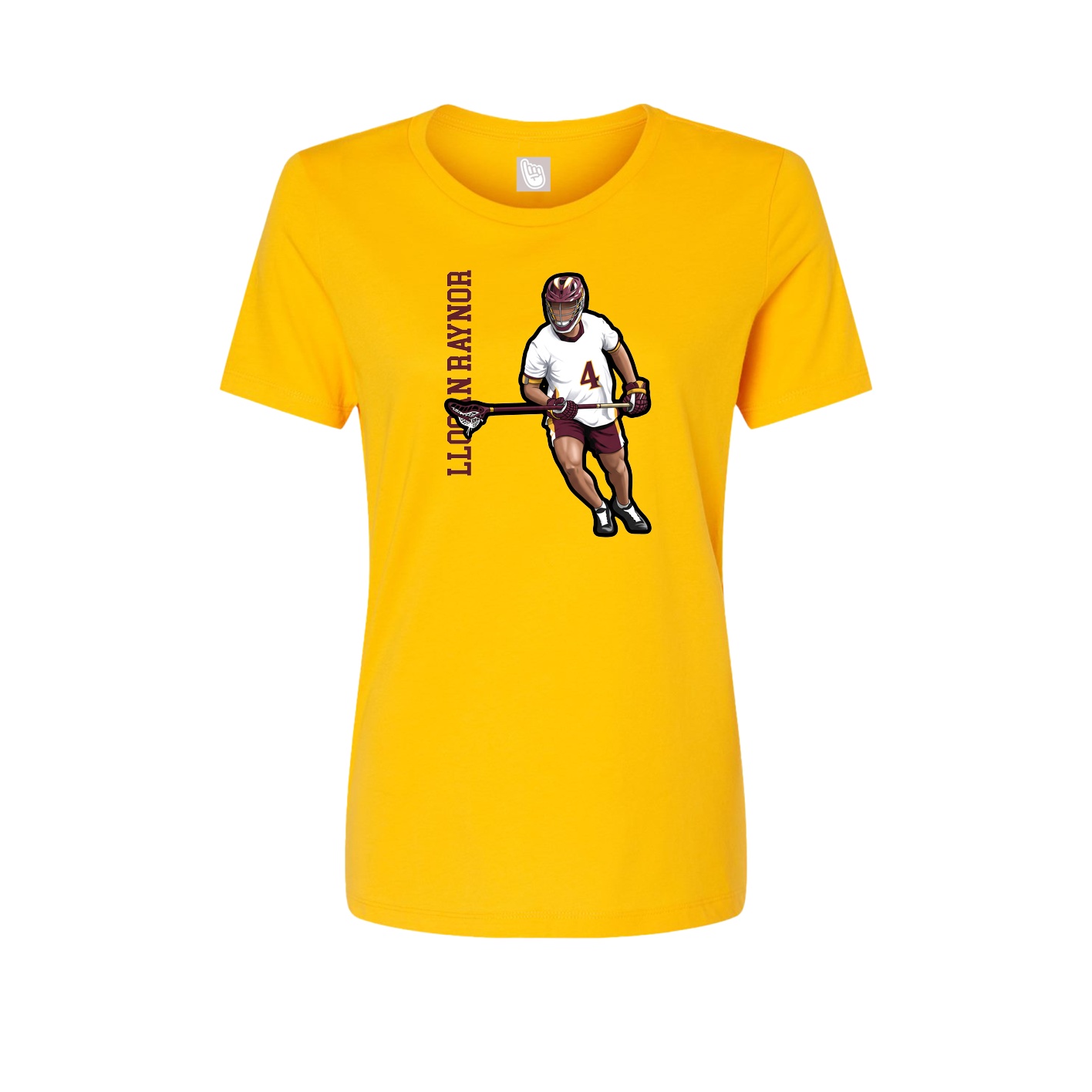 Fitted Women's Tee — Name Vertical in Gold