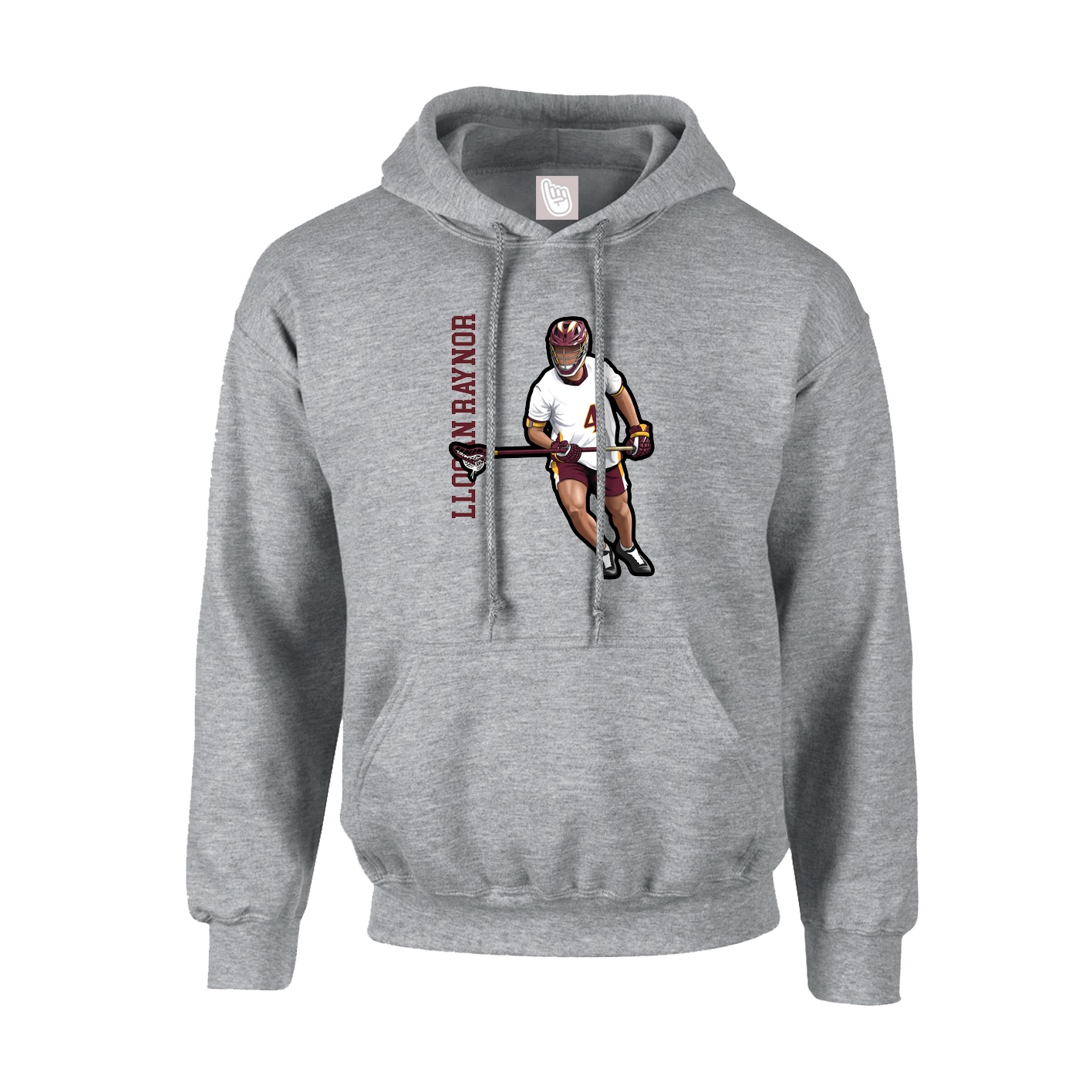 Hoodie — Name Vertical in Grey
