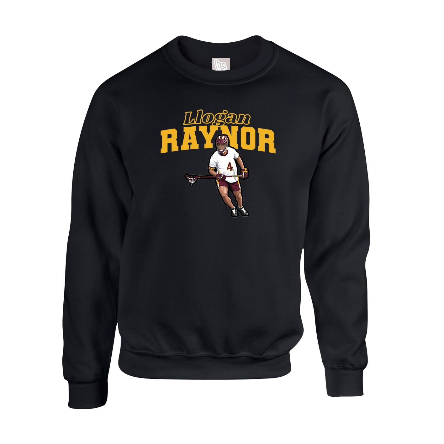 Fleece Crew — Name Arch in Black
