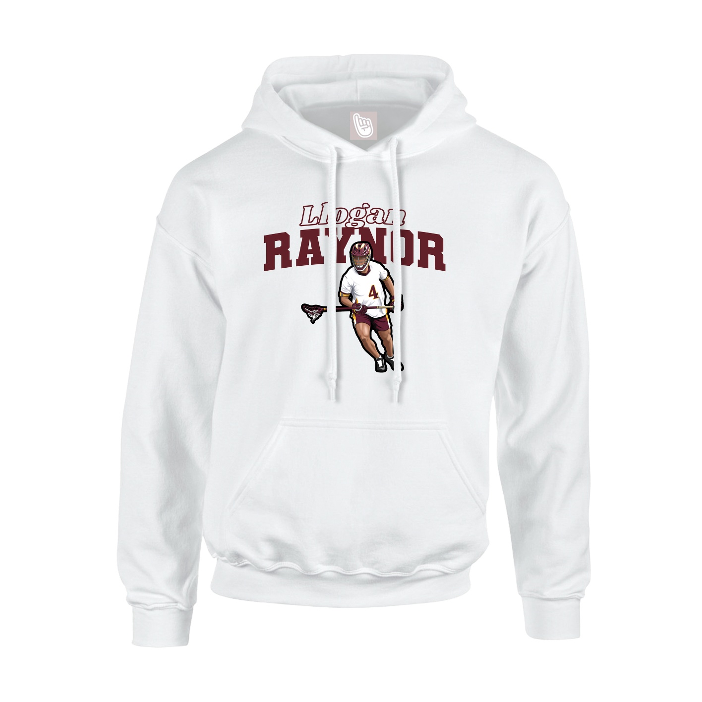 Youth Hoodie — Name Arch in White