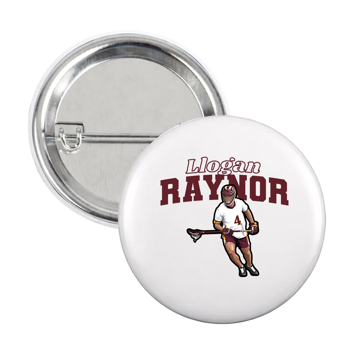 Game Day Button — Name Arch in White
