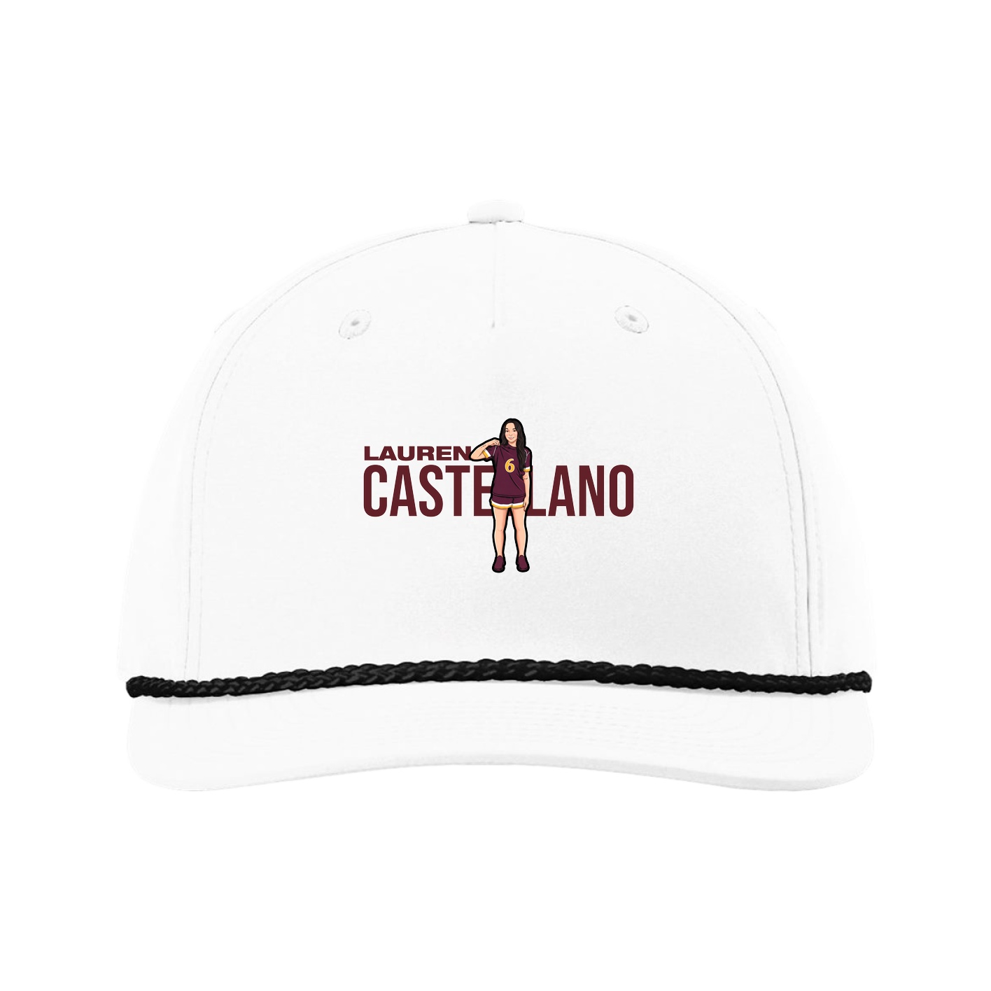 Five-Panel Classic Rope Cap — Player Name in White