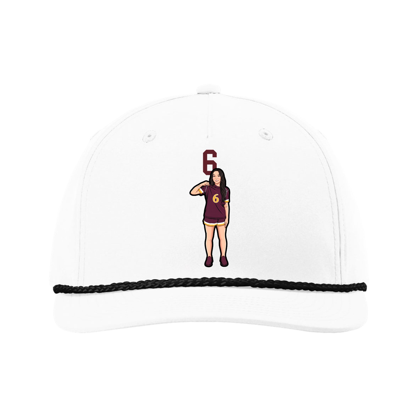 Five-Panel Classic Rope Cap — Number Top in White