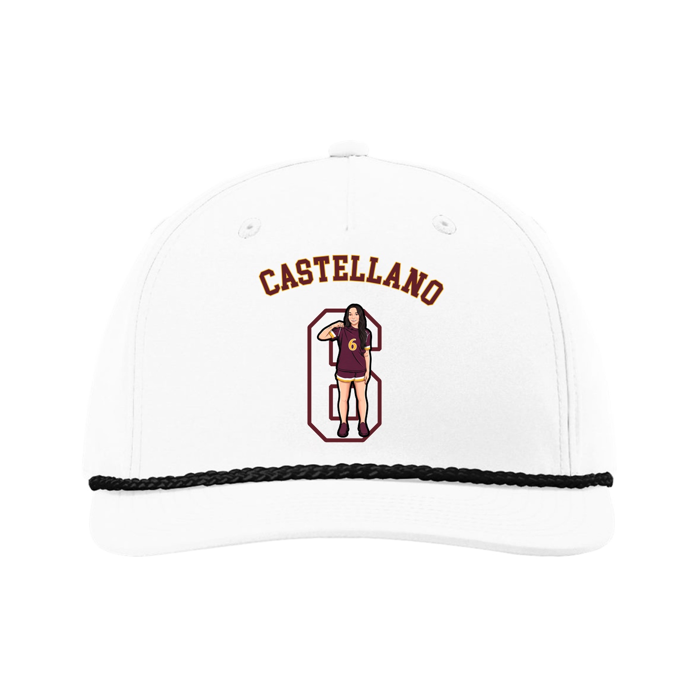 Five-Panel Classic Rope Cap — Shirsey Arch in White