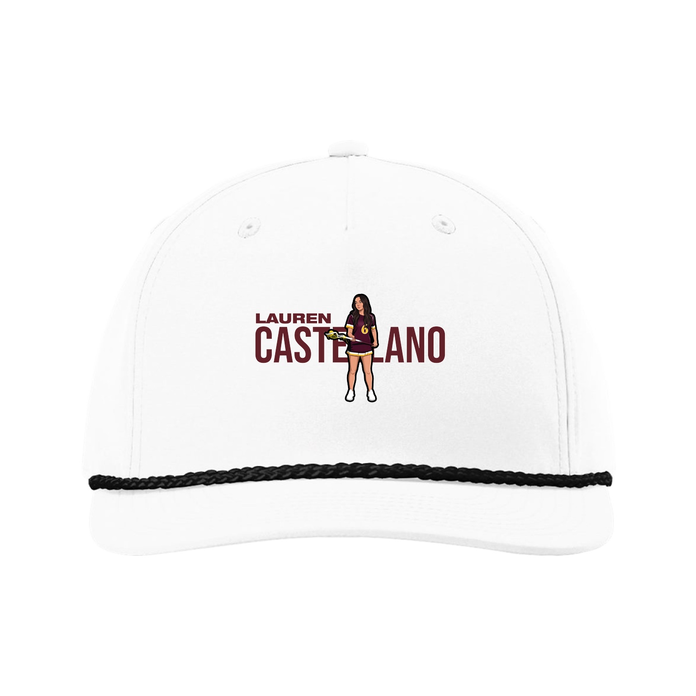 Five-Panel Classic Rope Cap — Player Name in White