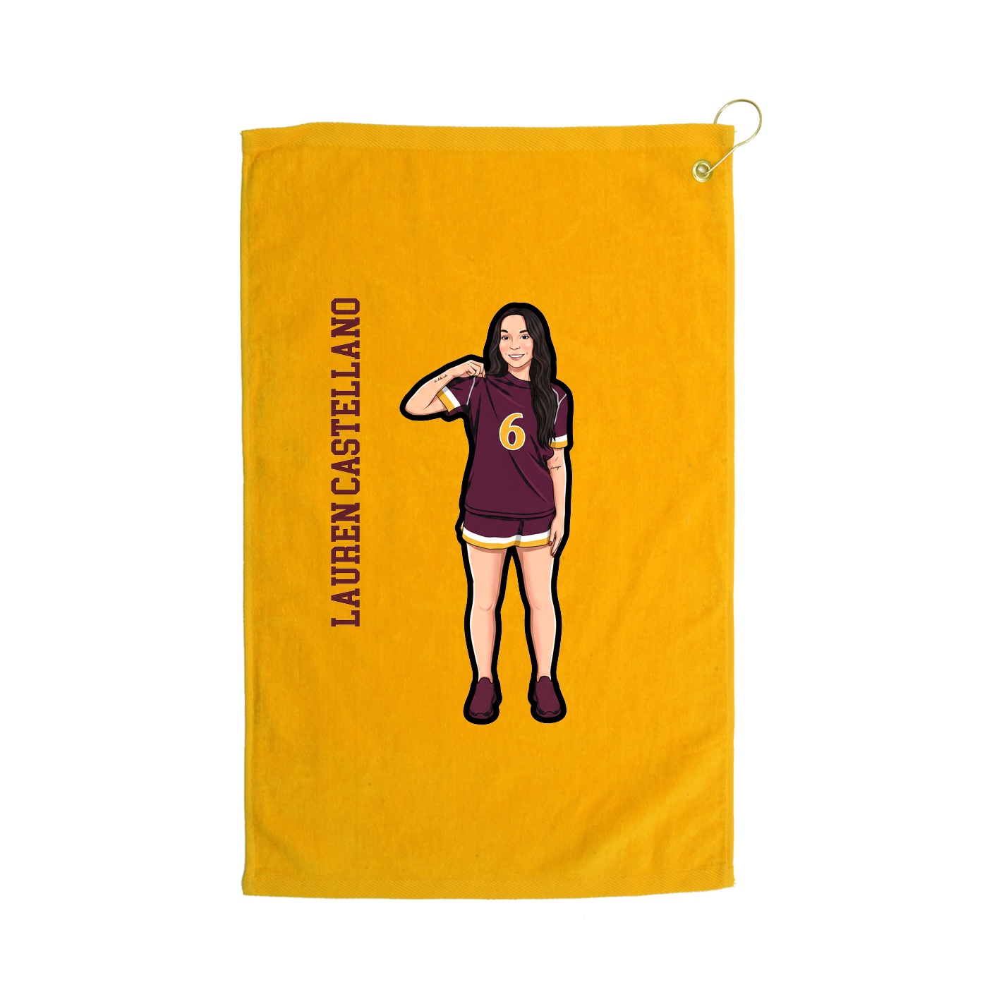 Golf Towel — Name Vertical in Gold