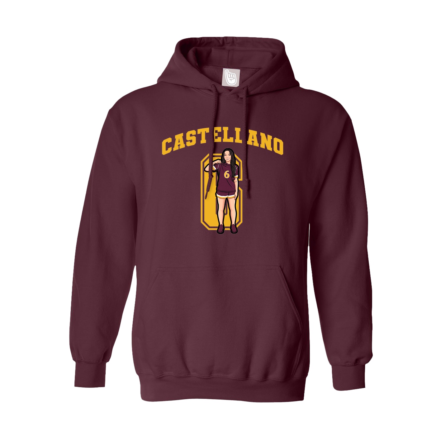 Hoodie — Number in Maroon