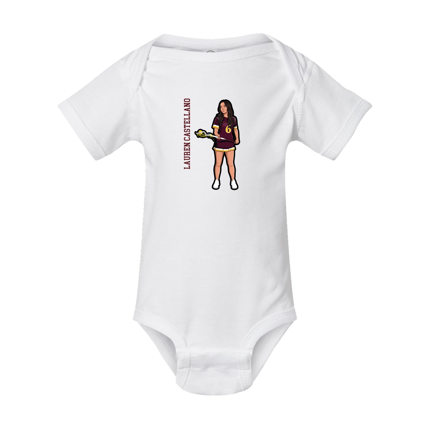 Baby Onesie — Name Vertical in White