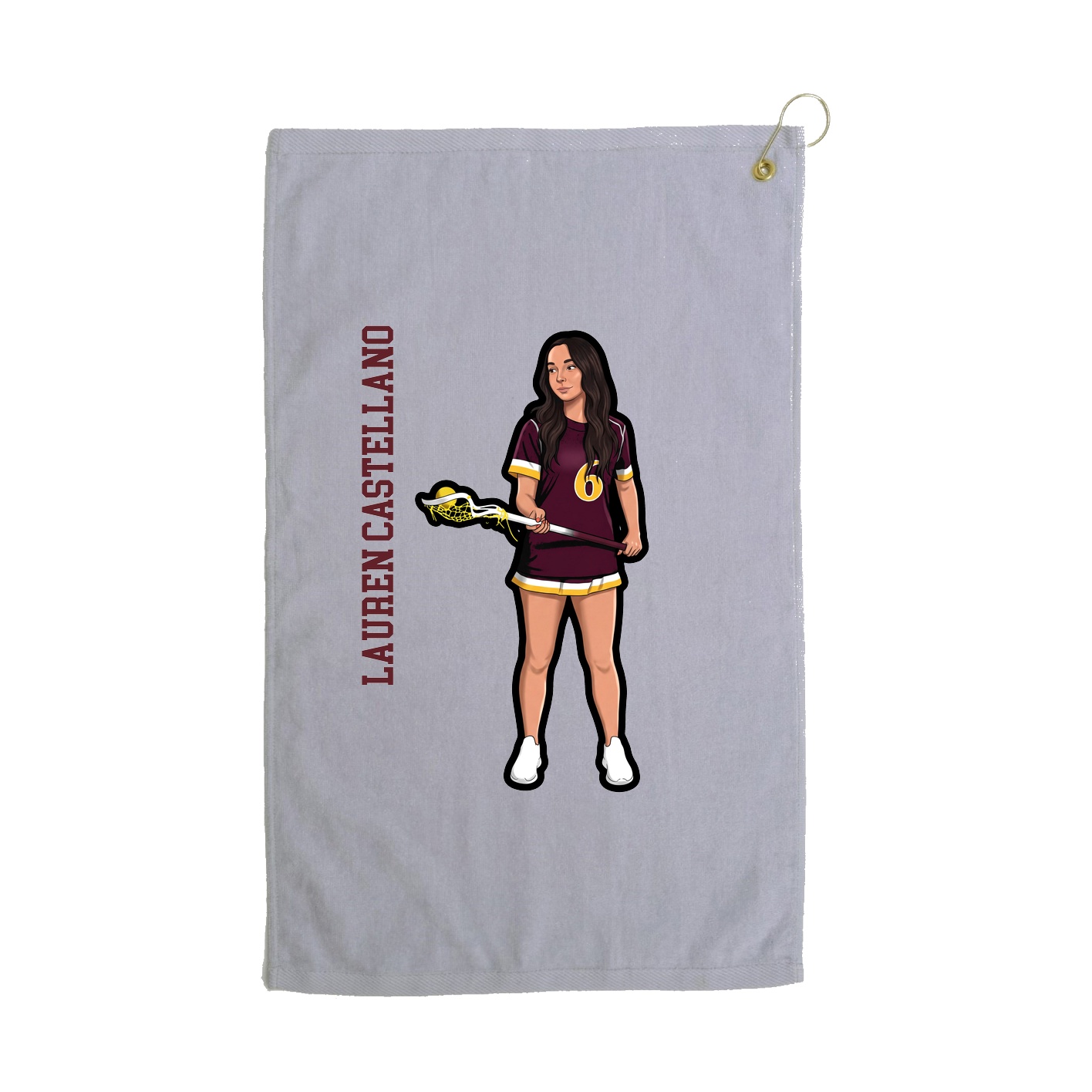 Golf Towel — Name Vertical in Grey