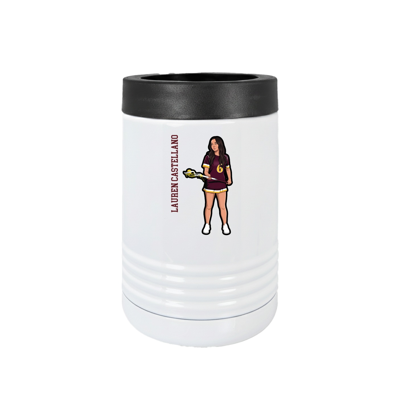 Beverage Holder — Name Vertical in White