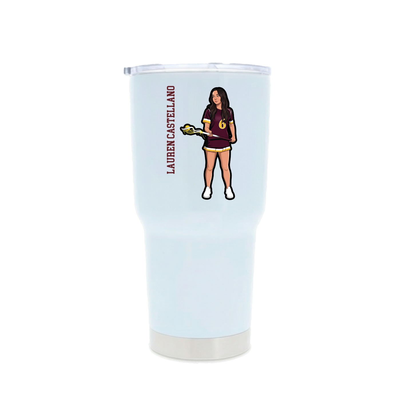 30oz Stainless Steel Tumbler — Name Vertical in White