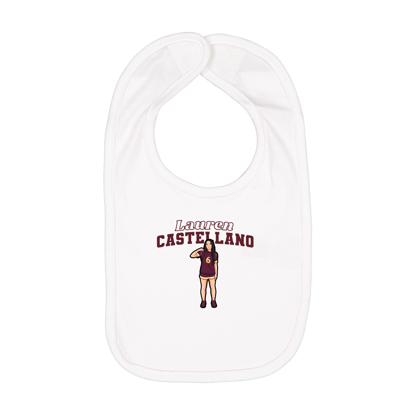 Infant Bib — Name Arch in White