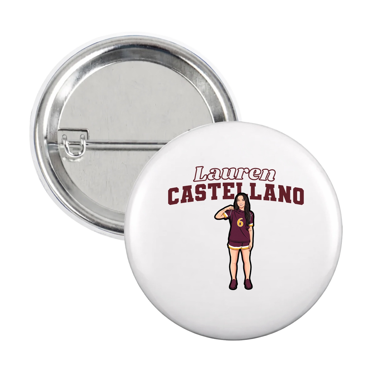 Game Day Button — Name Arch in White