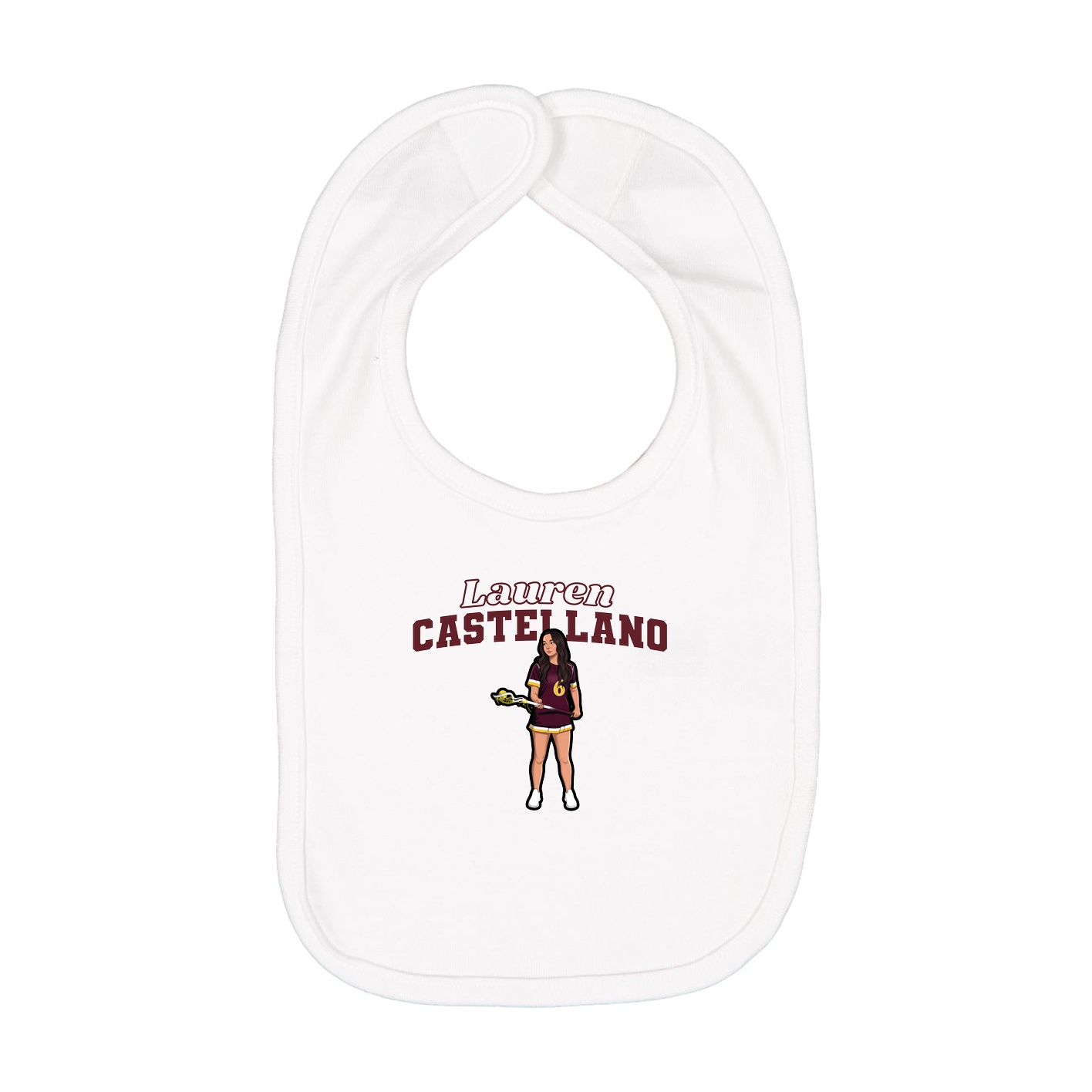 Infant Bib — Name Arch in White