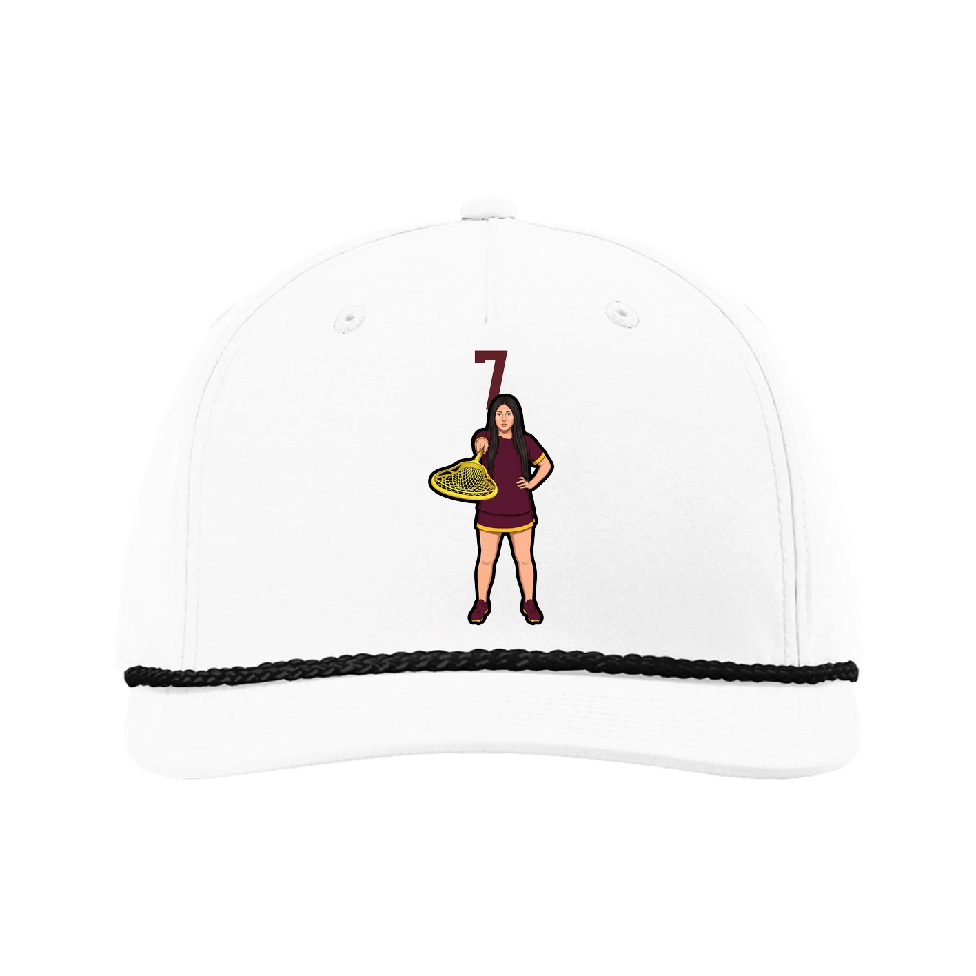 Five-Panel Classic Rope Cap — Number Top in White