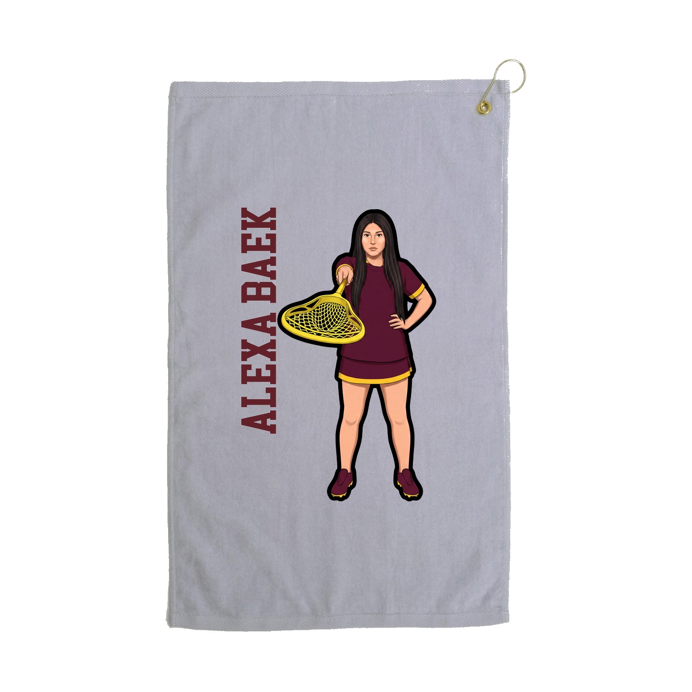 Golf Towel — Name Vertical in Grey