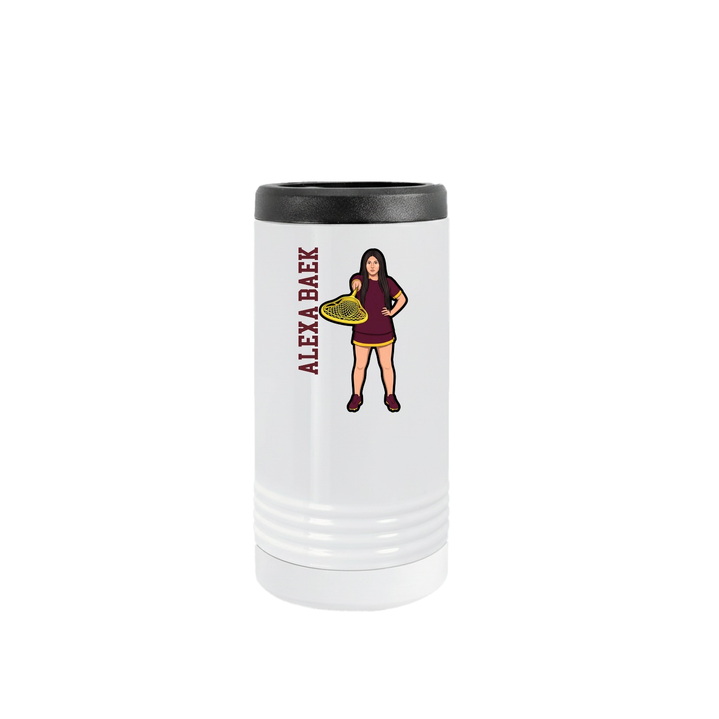 Slim Beverage Holder — Name Vertical in White