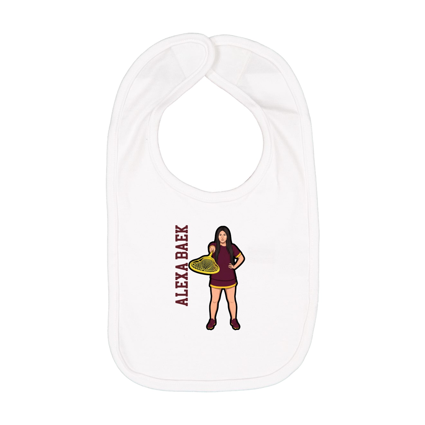 Infant Bib — Name Vertical in White